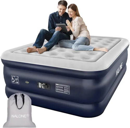 Vista 8 de nalone Colchón de aire tamaño individual con bomba integrada, colchón inflable, cama de aire portátil de elevación de 18 pulgadas, colchones