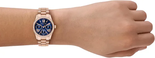 Vista 2 de Michael Kors Lexington Lux - Reloj de pulsera de acero inoxidable multifunción en tono oro rosa para mujer