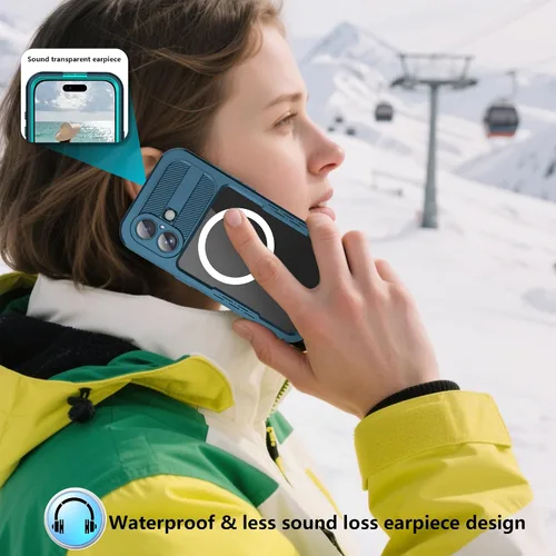 Vista 5 de Funda impermeable para iPhone 17 con protector de lente de cámara de pantalla integrado, a prueba de polvo 360, cuerpo completo, resistente, grado