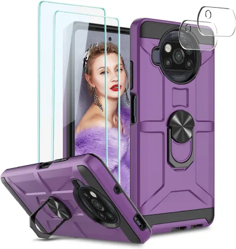 Vista 30 de Jeylly Funda para Xiaomi Poco X3 NFC con protector de pantalla de vidrio templado [2 paquetes], resistente a prueba de golpes, funda protectora