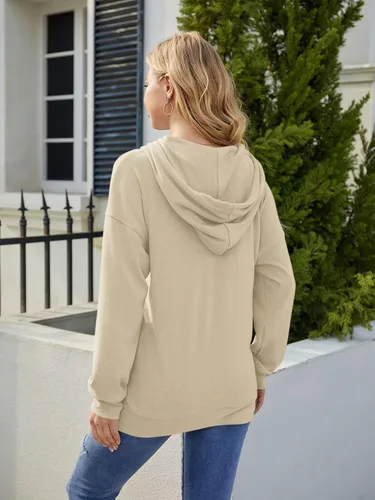 Vista 4 de Syellowafter Sudadera casual con capucha y manga larga para mujer, ajuste holgado, de invierno, larga y cómoda