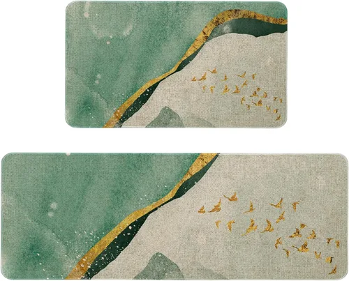Vista 32 de Mloabuc® Tapete decorativo de flores, tapetes de cocina de arpillera de arpillera para mujer, accesorios de cocina para exteriores, 17 x 30 pulgadas