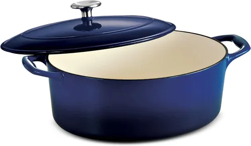 Vista 18 de Tramontina Bestow Sartén Braseadora de Hierro Fundido Esmaltado con Tapa, 4 cuartos, Azul