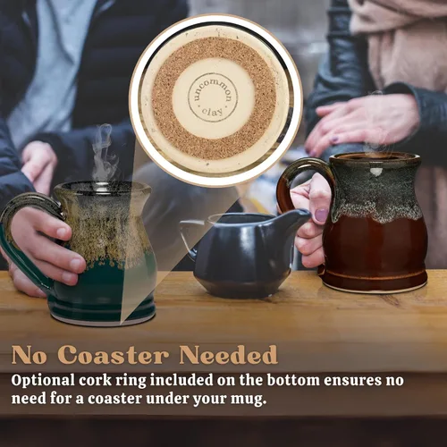 Vista 5 de Taza de café Potbelly de 20 oz hecha a mano en los Estados Unidos (Cayena/Óxido)