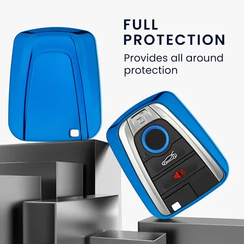 Vista 2 de kwmobile Funda para llave compatible con BMW, color azul de alto brillo