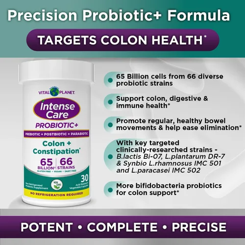 Vista 6 de Vital Planet - Probióticos de cuidado intenso para colon y estreñimiento más prebióticos orgánicos, postbióticos, parabióticos, suplemento completo