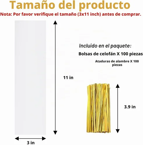 Vista 2 de Yotelab Bolsas para barra de pretzel, 3 x 11 pulgadas, bolsas de celofán
