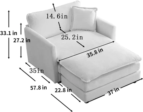 Vista 158 de Sofá seccional modular verde de 111.5", sofás seccionales grandes de 3 plazas para sala de estar, sofá nube oversized de tela chenille con otomana