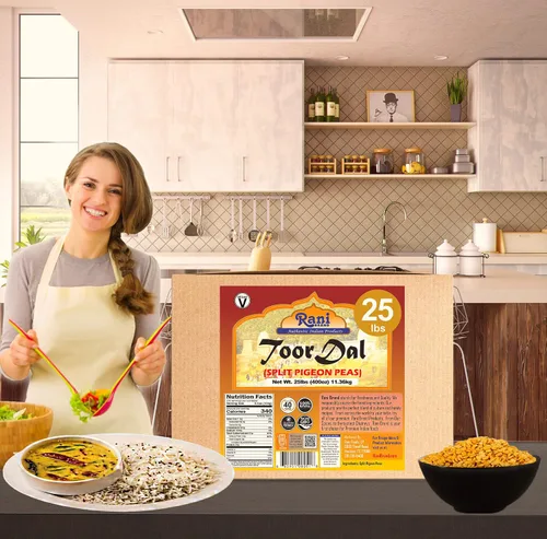 Vista 2 de Rani Toor Dal (guisantes de paloma dividida) 400 oz (25 libras) 25.0 lbs Caja a granel ~ Todo natural Apto para gluten Sin OMG Vegano Origen