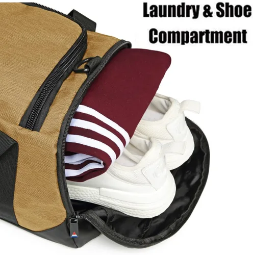 Vista 3 de Bolsa de lona para gimnasio, mochila deportiva impermeable, bolsa de viaje para hombres y mujeres, bolsa de noche con compartimento para zapatos