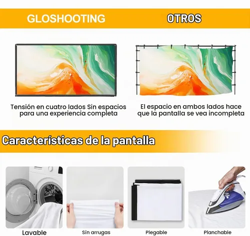 Vista 3 de Pantalla de proyector de 120 pulgadas con soporte para pantalla