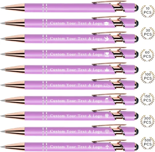 Vista 19 de Bolígrafos personalizados a granel, bolígrafos personalizados con nombre/logotipo en ambos lados, regalo de tinta negra, bolígrafo grabado con lápiz