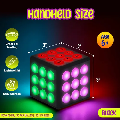 Vista 6 de PlayRoute Cubo electrónico de juego de memoria y cerebro – Divertidas ideas de regalo de juguete para niños y niñas de 6 a 12 años o más – Juguetes