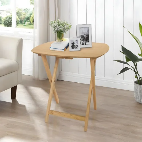 Vista 2 de eHemco Mesa plegable de madera dura de gran tamaño para la cena, comer, 25.5 pulgadas, natural