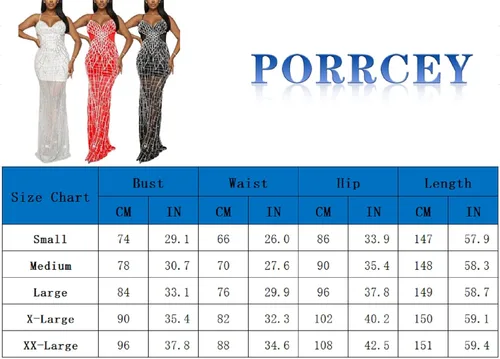 Vista 6 de PORRCEY - Vestido sexy con diamantes de imitación para mujer, vestido de noche para fiesta y club