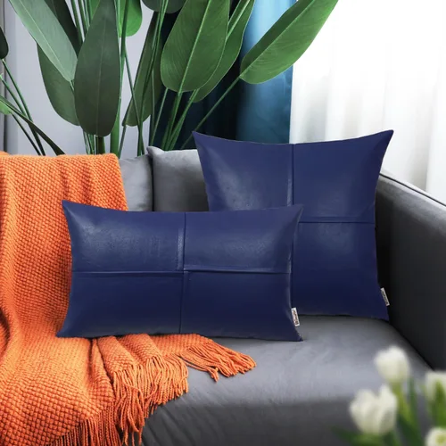 Vista 72 de BRAWARM Fundas de Almohada Decorativas de Cuero Sintético 12 X 20 Pulgadas, Fundas de Almohada Lumbar de Cuero Naranja Paquete de 2, Almohadas