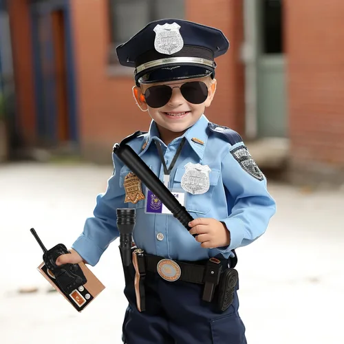 Vista 7 de 3 otters Juego de 9 juguetes de policía de simulación, accesorios de policía para niños, incluye insignia, esposas, walkie y más para fiesta