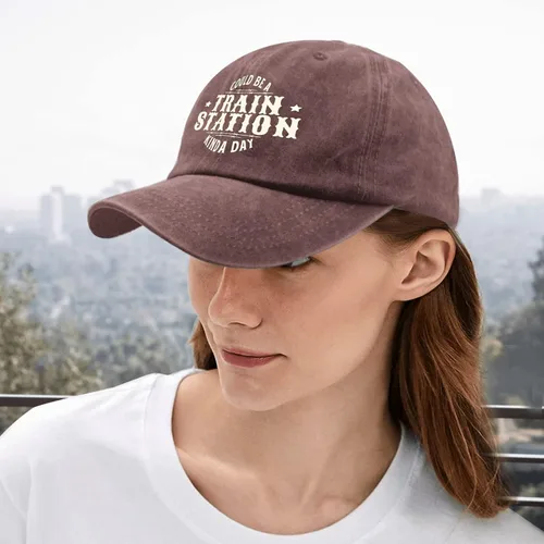 Vista 5 de Hat Could be a Train Station Kinda Day Dad Hat, Vintage Baseball Cap for Women
