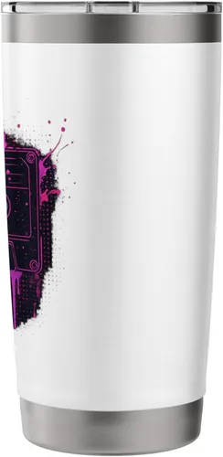 Vista 2 de Vaso aislado de acero inoxidable de la vieja escuela del casete de la cinta del estilo retro