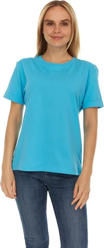 Vista 3 de Brix Camiseta de ajuste holgado para mujer, camisetas de algodón con cuello redondo.
