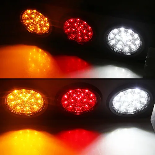 Vista 7 de Auovo Luces traseras LED para camiones/remolques con base de soporte de hierro, impermeable, DC12-24V 48-LED, barra de luz trasera para luces