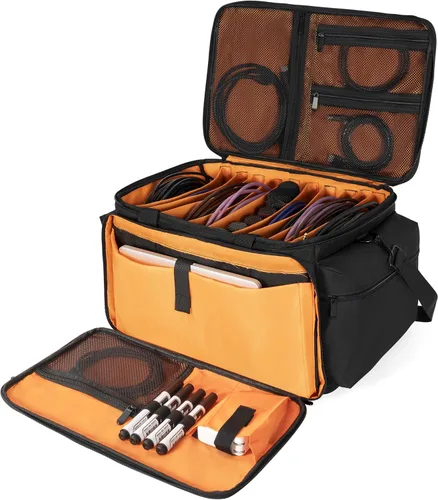 Vista 10 de AKOZLIN Bolsa Organizadora de Archivos de Cable con Divisores Desmontables para Equipo de DJ, Accesorios de Instrumentos de Sonido