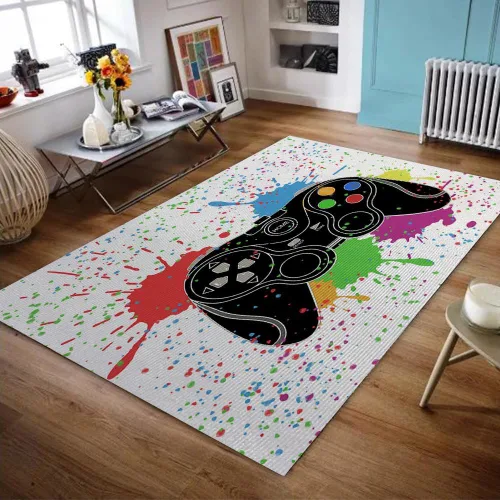 Vista 7 de Alfombras de juego para niños, adolescentes, niños, dormitorio, decoración de habitación de jugadores, alfombra de área con control de consola