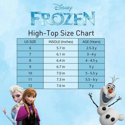 Vista 6 de Disney Frozen - Zapatos deportivos para niñas - Tenis de caña alta para niñas - Zapatos de princesa Ana y Elsa - Personajes de lona casuales sin