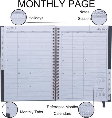 Vista 3 de Daily Planner 2026,Jan 2026-Dec 2026,Weekly & Monthly Planner,Calendar Planner 2026 with Tabs Personal Notebook for Work or Home,6.3"x 8.5",Thicker