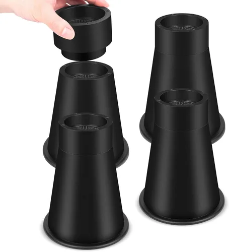 Vista 8 de Elevadores de cama resistentes de 4 pulgadas, elevadores redondos de muebles para camas, sofás, mesas y escritorios (negro, paquete de 8)