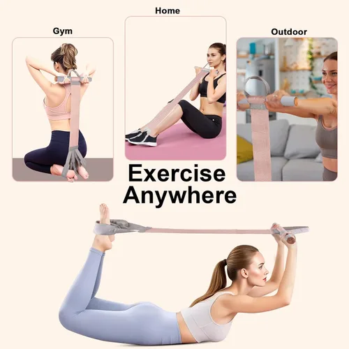 Vista 5 de Fabric Resistance Band with Handles,Non-Slip Foot Pedal Puller Resistance Band for Legs & Glutes Working Out,Portable Yoga & Physical Therapy&Home 1