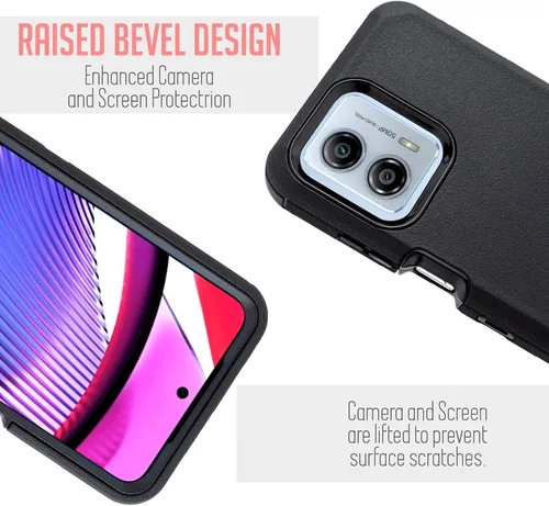 Vista 4 de Funda para Motorola Moto G Stylus 5G 2023 [no para la versión 2022], con funda de clip para cinturón, protección de cuerpo completo resistente Negro
