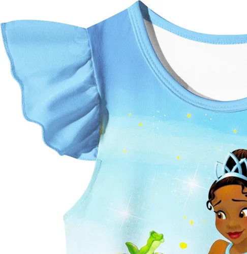 Vista 4 de Vestido de princesa para niñas pequeñas, vestido casual con estampado de dibujos animados