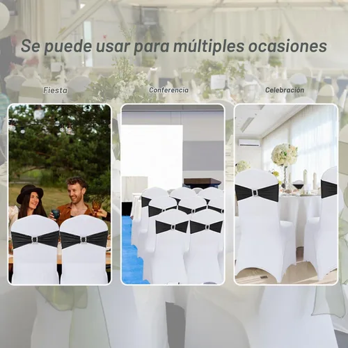 Vista 7 de Joccun 30 PCS Bandas de Spandex para Sillas con Lazos, Banda Elástica de Cubierta de Silla con Hebilla Deslizante, Lazos Elásticos Universales