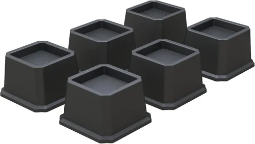 Vista 7 de Elevadores de Cama de 2 Pulgadas Resistentes Elevadores de Cama, Juego de 6 Eleva Hasta 2000 Libras Elevador de Muebles para Sofá y Mesa, Negro