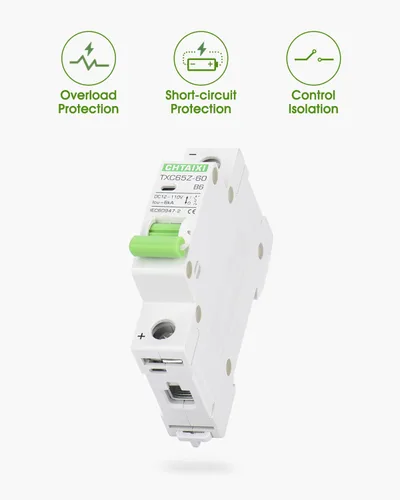 Vista 3 de Interruptor de circuito en miniatura DC de 12V-110V, protector de interruptor de batería de 6 amperios y 1 polo para sistema solar PV y RV, disparo