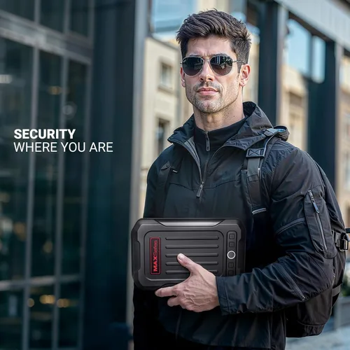 Vista 6 de MAXSafes - Caja fuerte portátil para pistolas con huellas dactilares, caja fuerte para armas con llaves, acceso rápido, biométrica inteligente