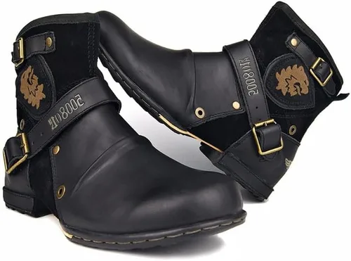 Vista 2 de XBTEVUDAK Botas de senderismo retro para hombre, clásicas, transpirables, ligeras, antideslizantes, con cremallera, botas vaqueras