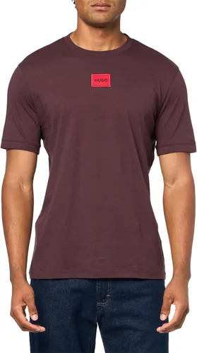 Vista 32 de Hugo Mens Ribbed Crew Neck Regular Fit Center Logo T-Shirt Blanco (Chalk White)