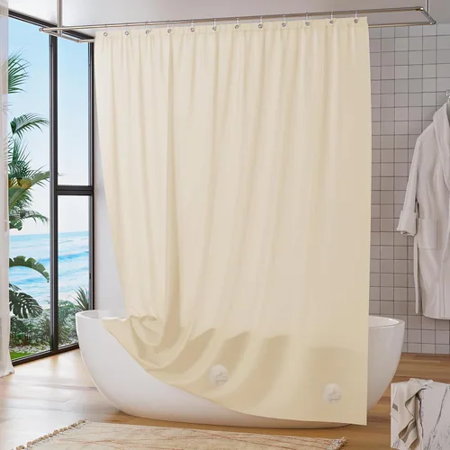 Vista 6 de Titanker Forro de cortina de ducha de plástico, 72 x 72 pulgadas, forro de ducha beige ligero de PEVA, cortinas de ducha para baño, forro de ducha