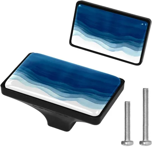 Vista 9 de LORVIES Paquete de 4 pomos decorativos florales de 1.65 pulgadas para gabinete, rectángulo de vidrio ABS con un solo agujero, tiradores de puerta
