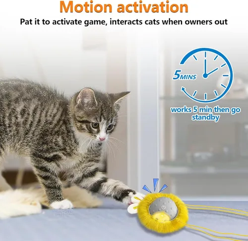 Vista 2 de Juguetes interactivos para gatos activados, juguetes de ejercicio súper potentes para gatos de interior (gris)