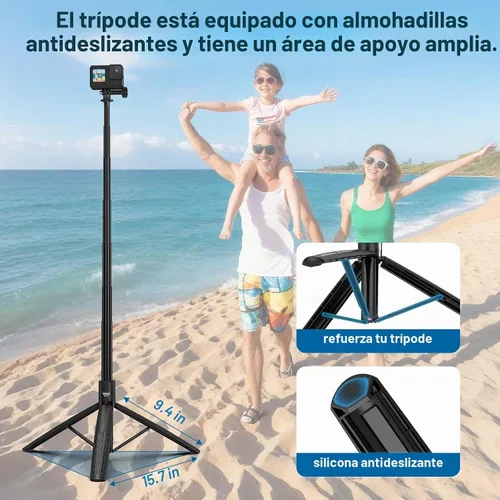 Vista 5 de VRIG - Trípode invisible para selfie stick de 70 pulgadas para DJI OSMO Pocket 4/3, trípode extensible para selfie vlog mango con tornillo de 1/4
