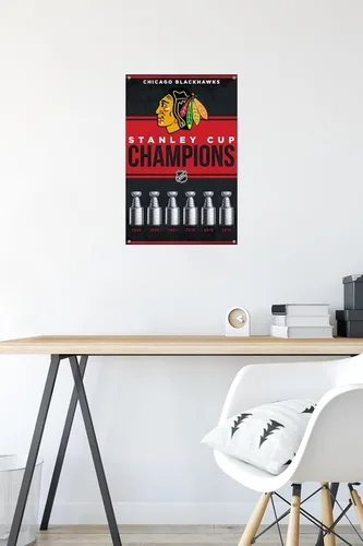 Vista 6 de Trends International NHL Chicago Blackhawks - Póster de pared de Champions 23, 14.72 x 22.37 pulgadas, paquete de póster premium y alfiler