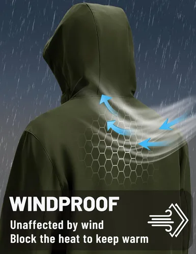 Vista 3 de TACVASEN Chaqueta Softshell para Hombre con Capucha Impermeable Abrigo Táctico de Vellón Abrigo de Invierno Rompevientos Chaquetas Ligeras