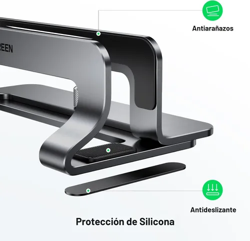 Vista 4 de UGREEN Soporte vertical para laptop para escritorio compatible con MacBook Pro, MacBook Air, soporte vertical de aluminio ajustable para portátiles