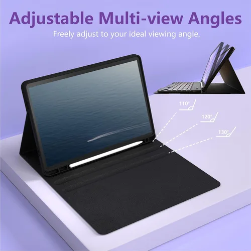 Vista 6 de Funda de teclado para Samsung Galaxy Tab S6 Lite de 10.4 pulgadas (SM-P620/P625/P613/P619/P615/P610), funda para tableta con retroiluminación de 7