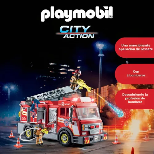 Vista 4 de Playmobil Camión de bomberos con accesorios y 2 figuras
