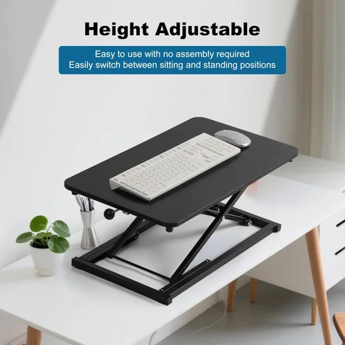 Vista 5 de Convertidor de escritorio de pie ajustable en altura, soporte de teclado de computadora para escritorio, elevador de teclado para elevador