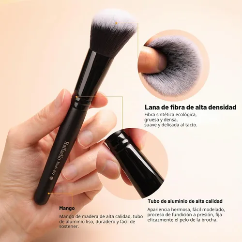 Vista 2 de Zoreya - Juego de brochas de maquillaje de pelo sintético Negro